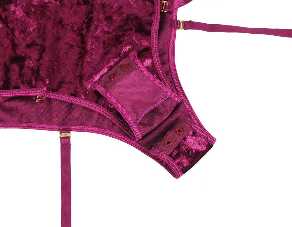 Sheer Lace Off Shoulder Velvet Teddy
