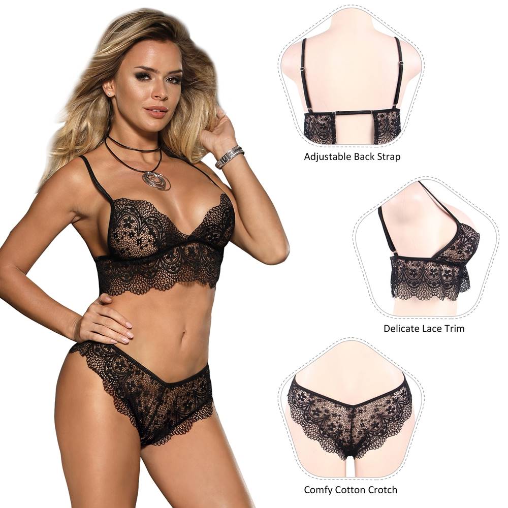 Lace 2pcs Bralette Set Plus Size