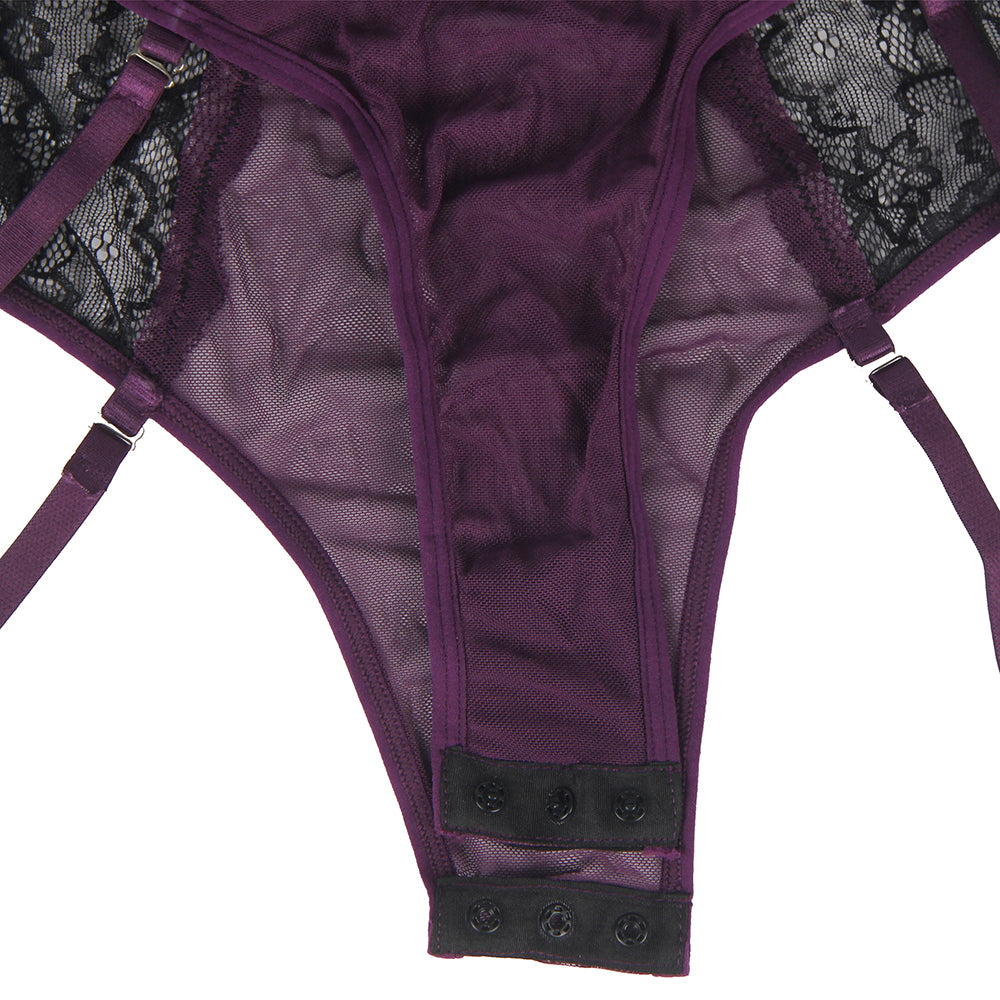 Purple Erotic Teddy Lingerie