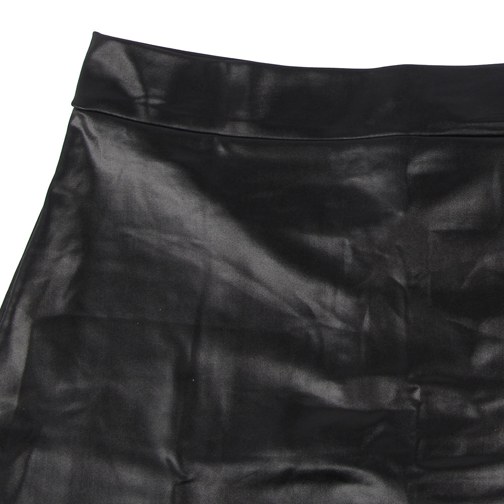 Sexy Shirt Black Faux Leather Skirt Secretary Costume