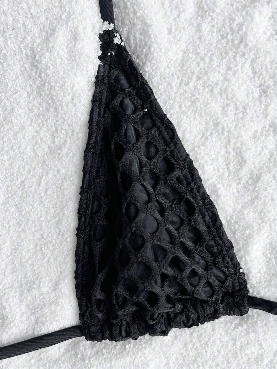 Sexy bikini three piece set solid color bikini bikini bikini mesh swimsuit