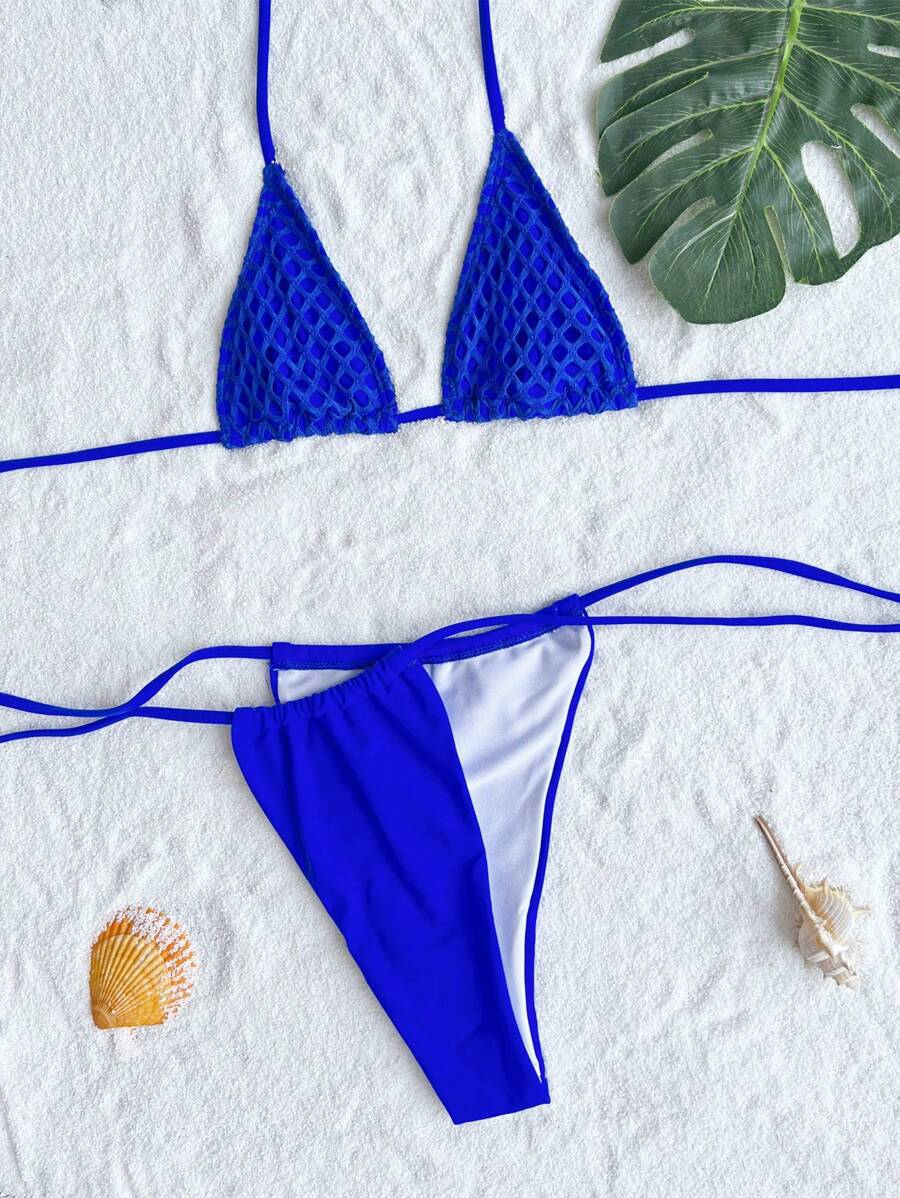 Sexy bikini three piece set solid color bikini bikini bikini mesh swimsuit