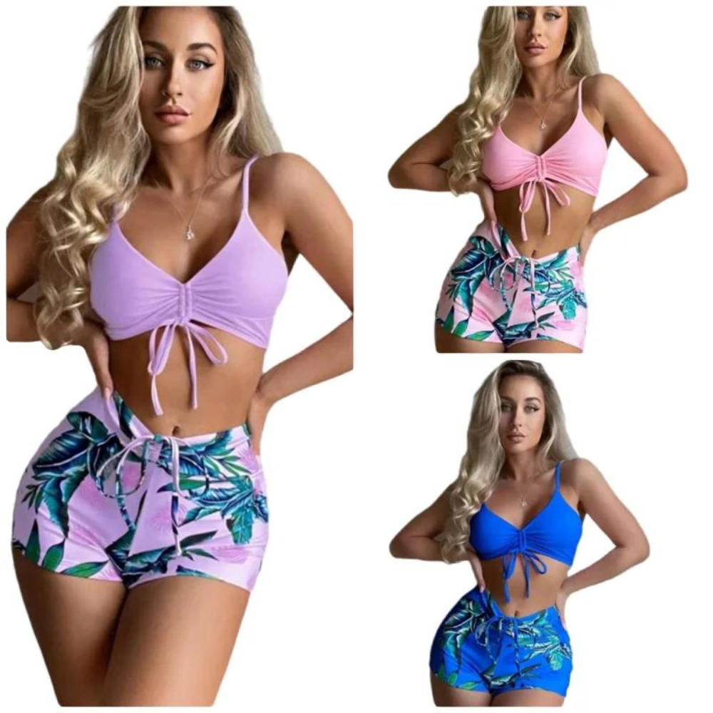 Elegant sexy 2 piece tank top and shorts set swimwear - KC Leather Co.
