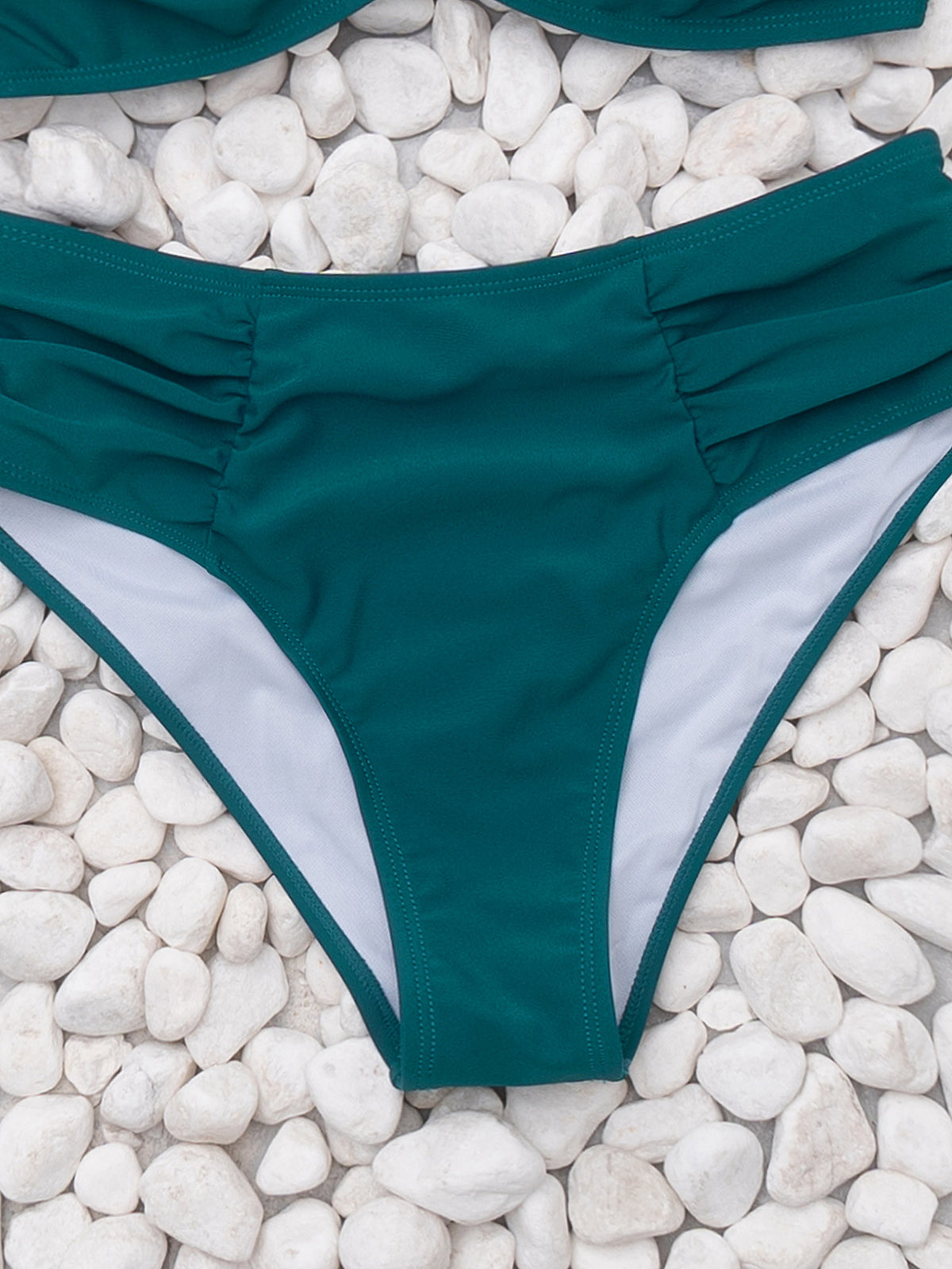 Solid Color Pleated High-Waist Sexy Bikini Two-Piece Swimsuit