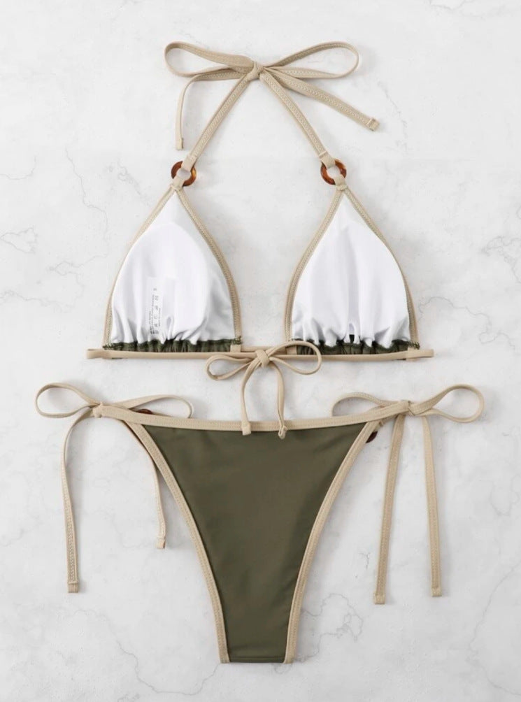 Solid color split bikini camisole women's swimsuit
