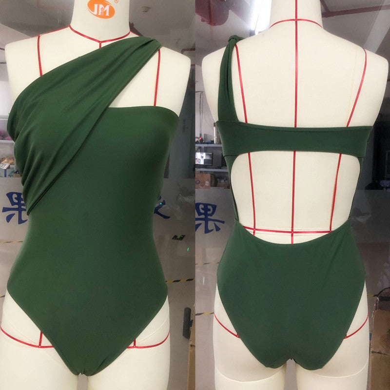 One Shoulder One Piece Swimsuit Bikini Sexy Beachwear Bikini for Women