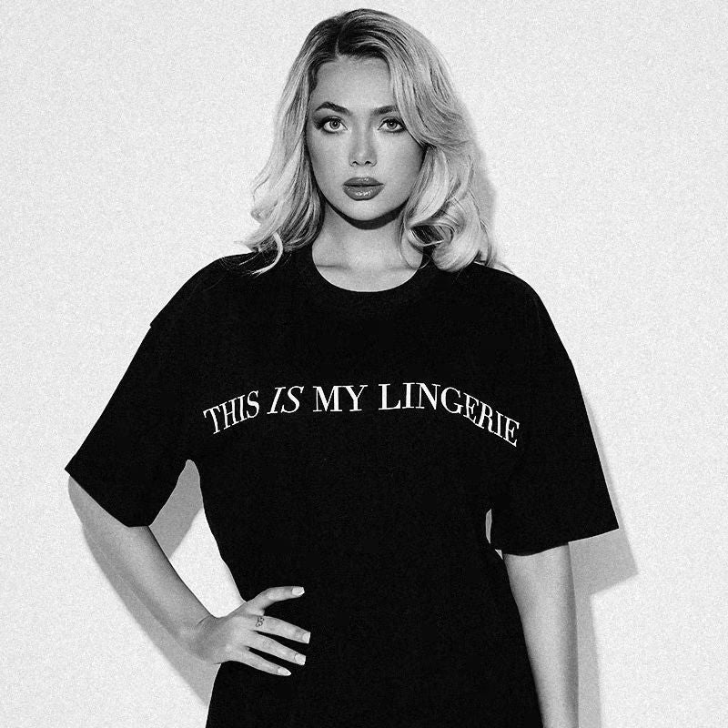 This Is My Lingerie Fashion Letter Print Short Sleeve T-Shirt Women Loose Half Sleeve
