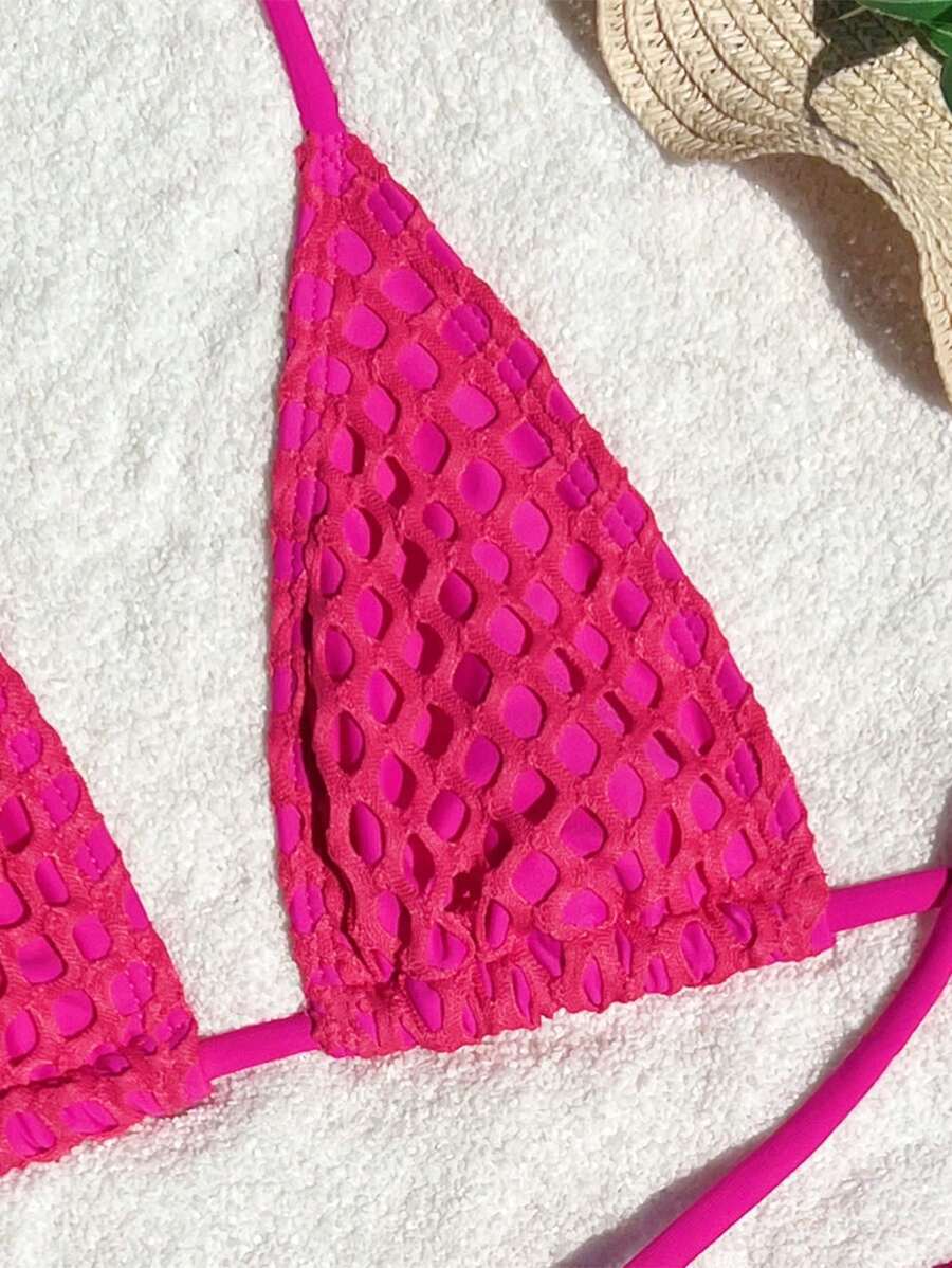 Sexy bikini three piece set solid color bikini bikini bikini mesh swimsuit