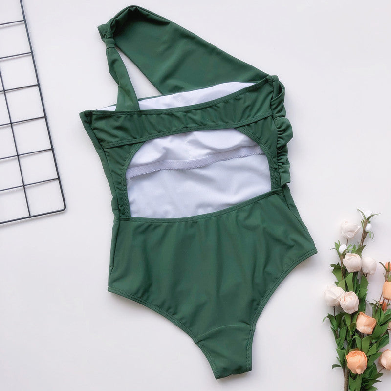 One Shoulder One Piece Swimsuit Bikini Sexy Beachwear Bikini for Women