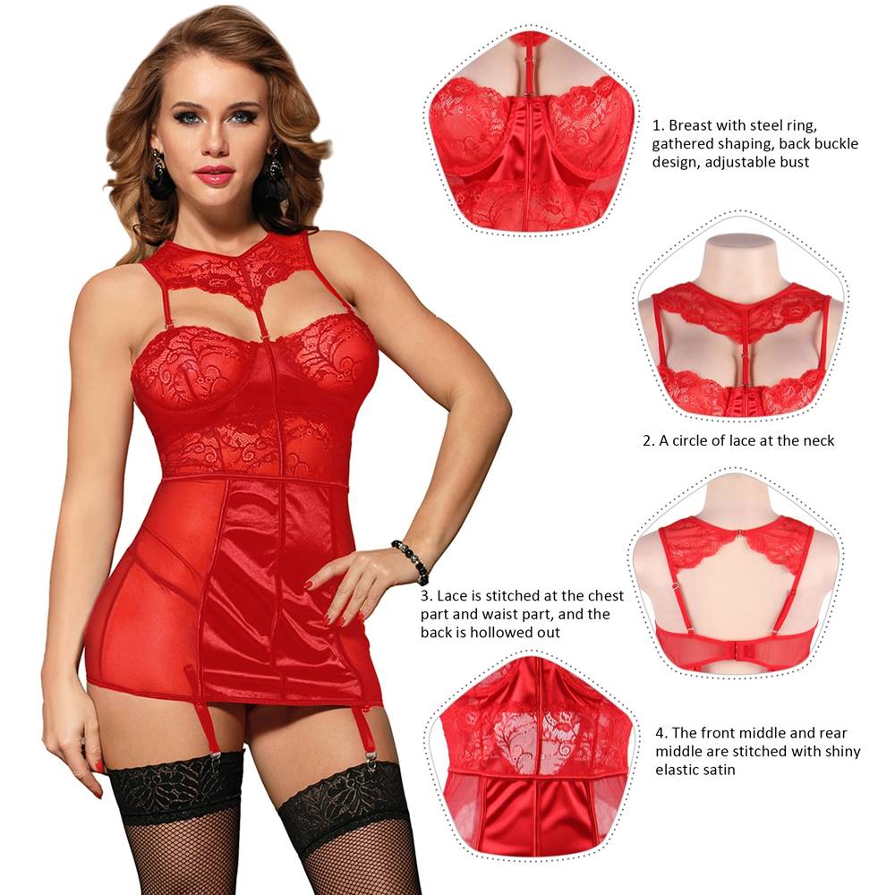 Deluxe Satin Lace Stitching Plus Size