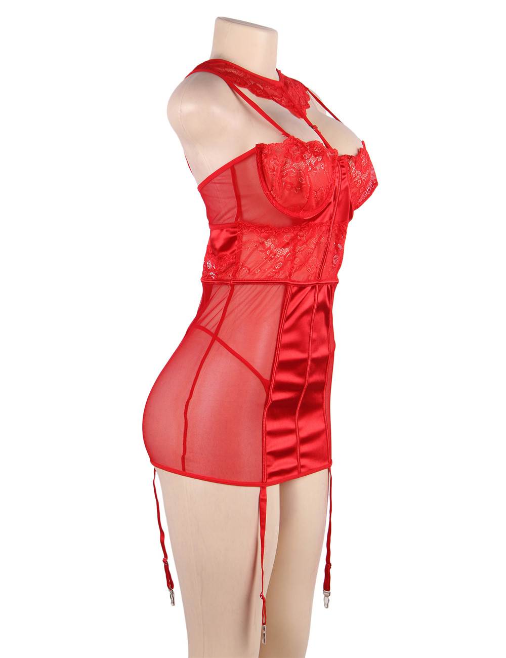 Deluxe Satin Lace Stitching Plus Size