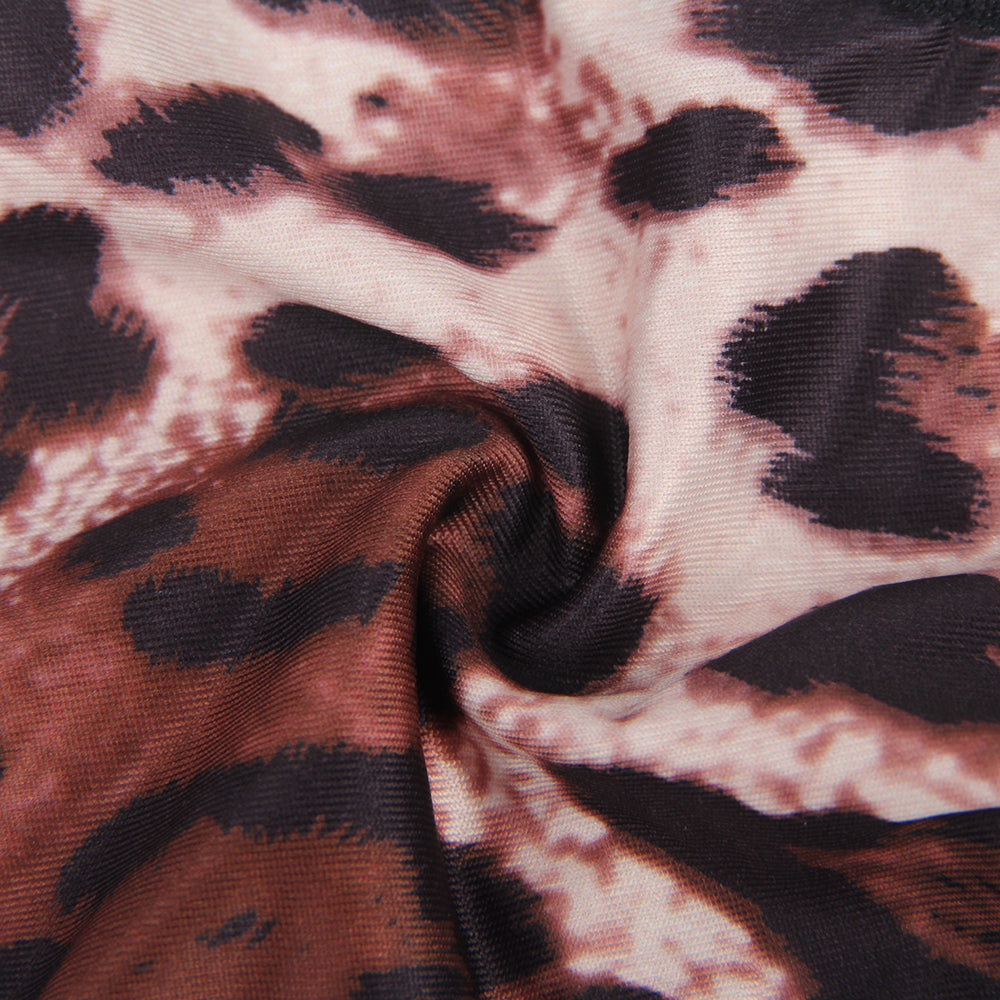 Plus Size Leopard Print Garter Belt Bra Set with Detachable Leg Ring