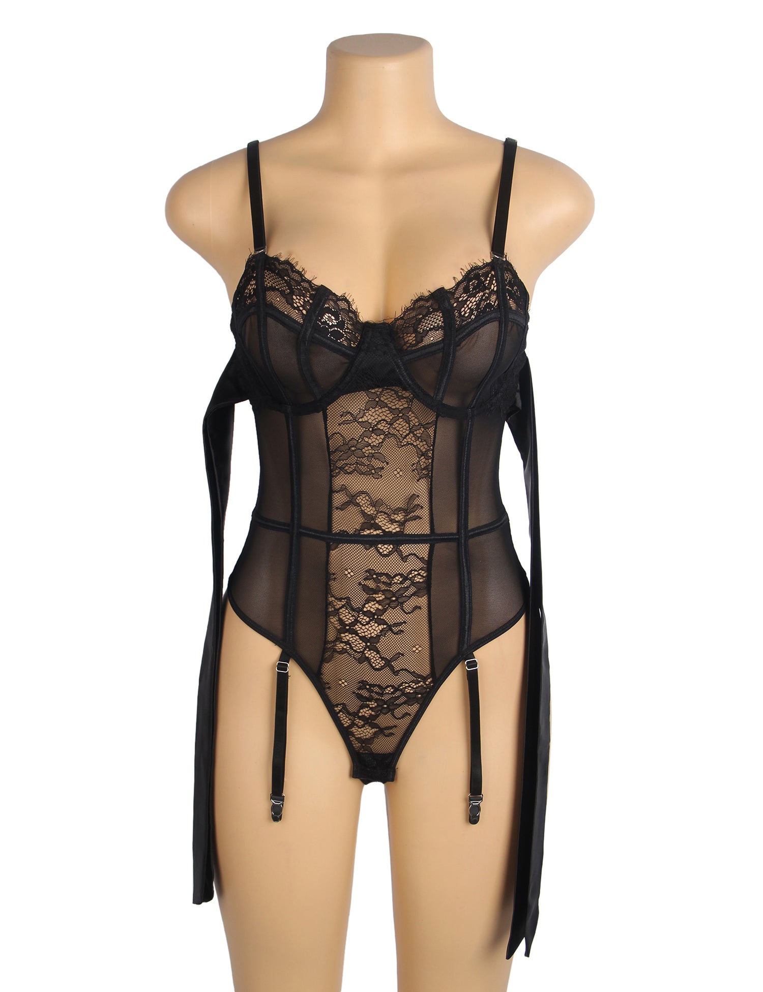 Sexy Lace Crotchless Garter Bodysuit - KC Leather Co. Sexy Lace Crotchless Garter Bodysuit - KC Leather Co.