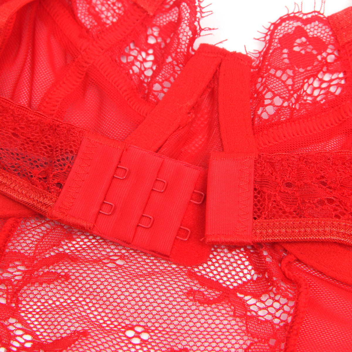 Sexy Lace Crotchless Garter Bodysuit Red