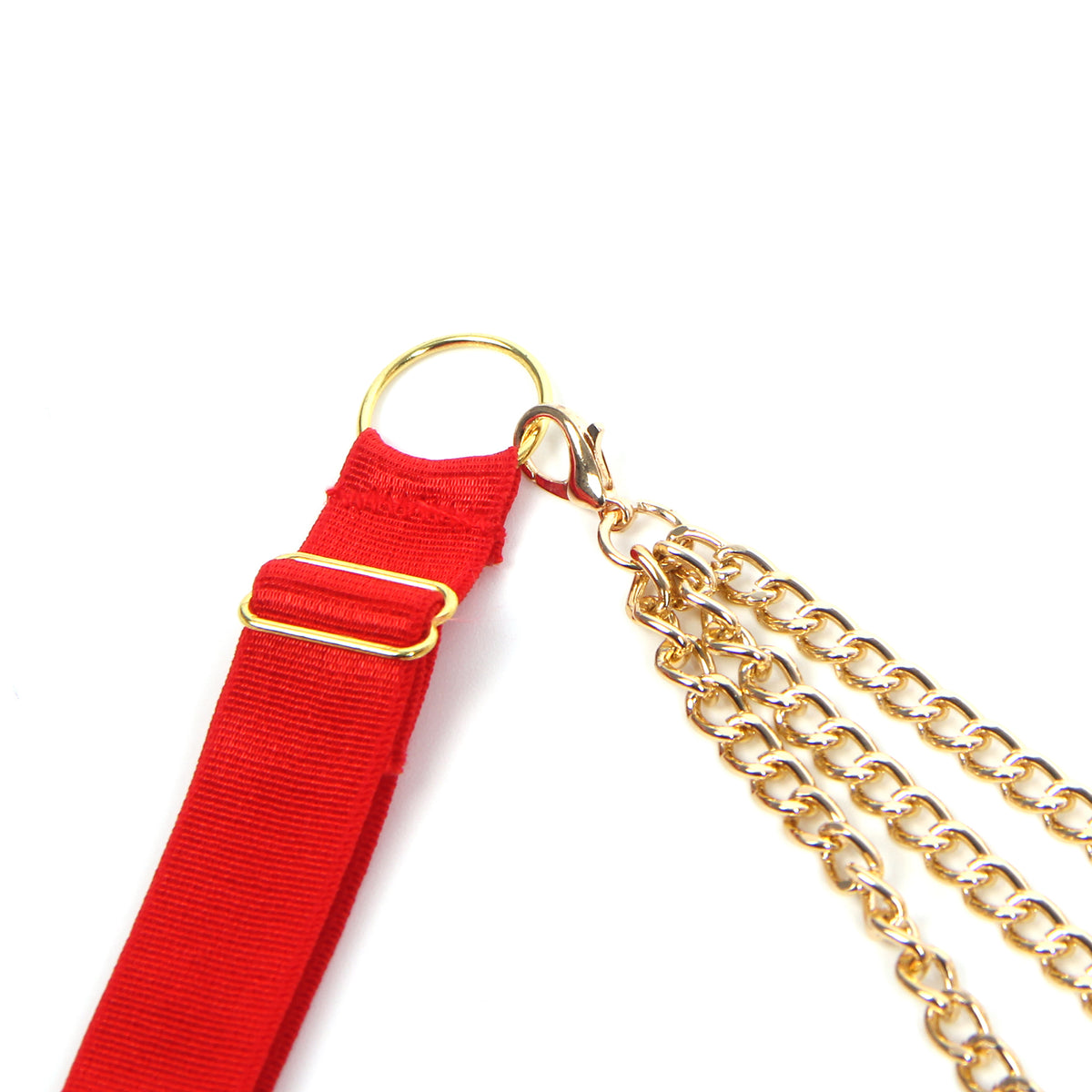 Red Sexy Mesh Heart Chain Bra Set.