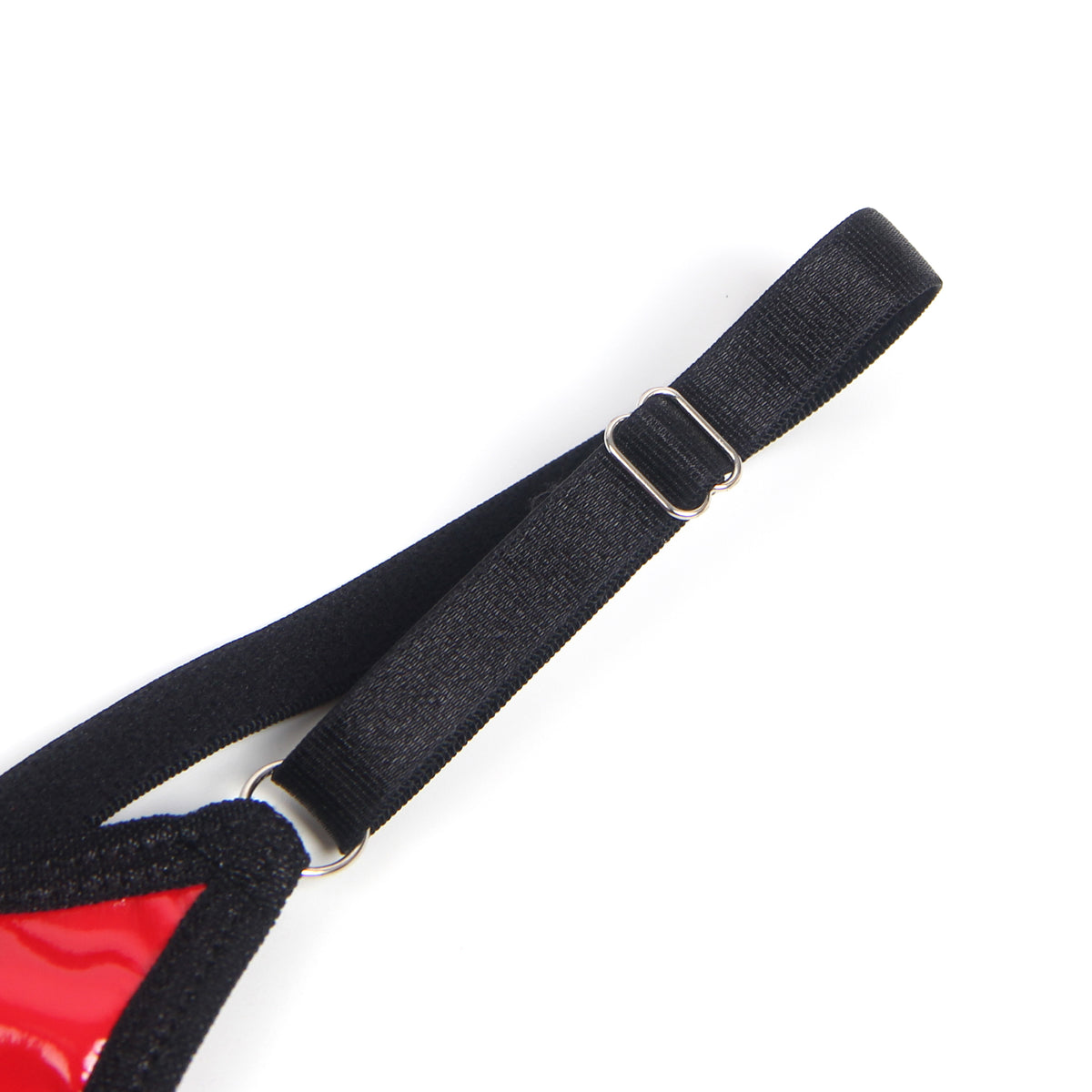 Red Sexy Patent Leather Mesh Zippered Bra Set