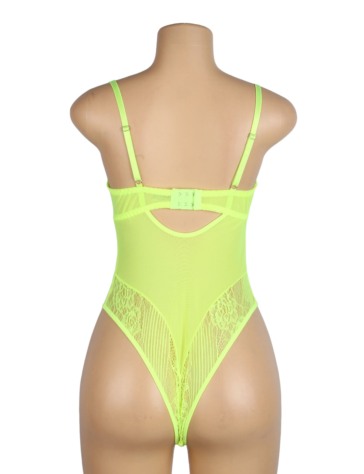 Sexy Lace Push Up Open Crotch Bodysuit green