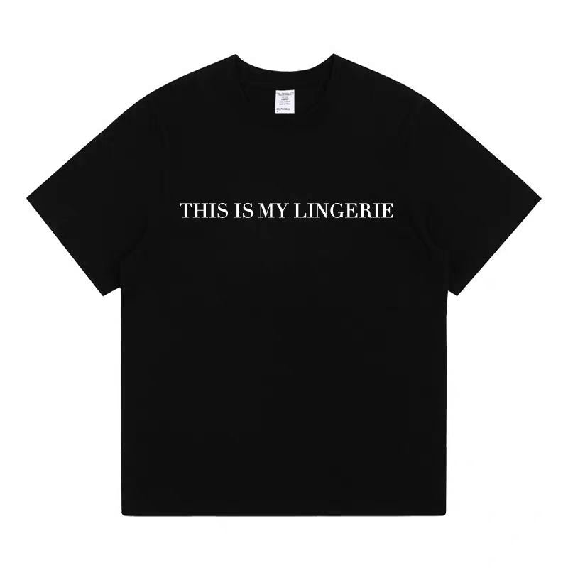 This Is My Lingerie Fashion Letter Print Short Sleeve T-Shirt Women Loose Half Sleeve