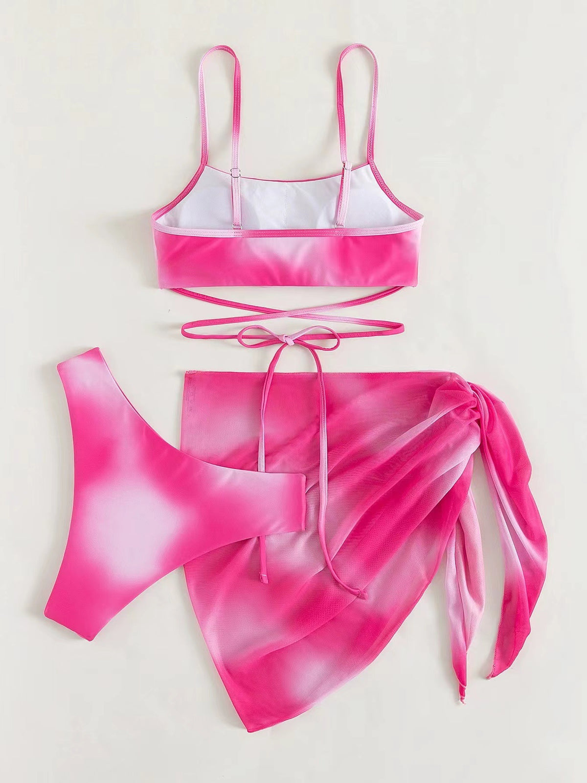 Tie dye bikini swimsuit women's three piece set mesh skirt split bikini swimsuit