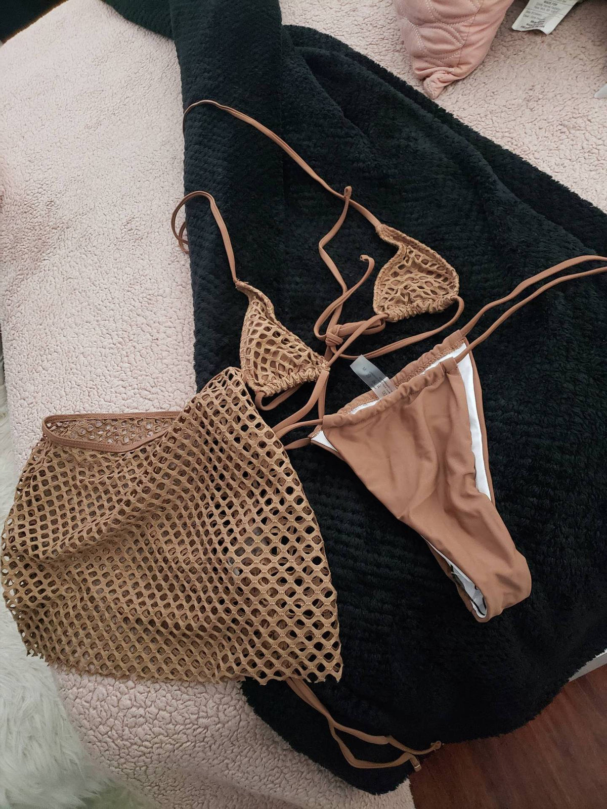 Sexy bikini three piece set solid color bikini bikini bikini mesh swimsuit