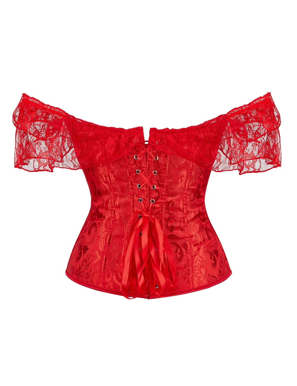 Off Shoulder Lace Corset - RED