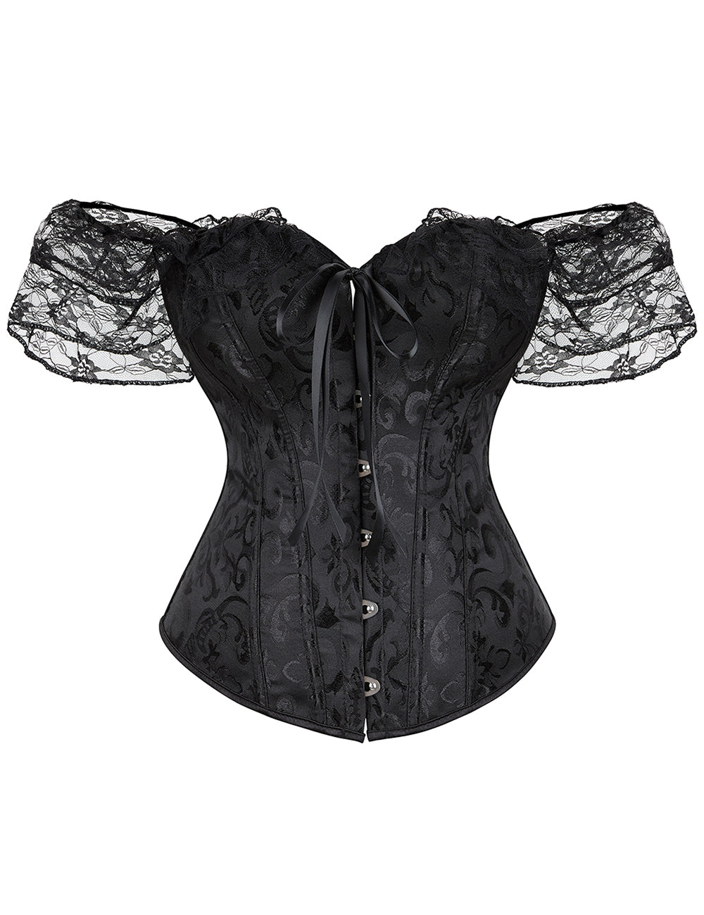 Off Shoulder Lace Corset - Black