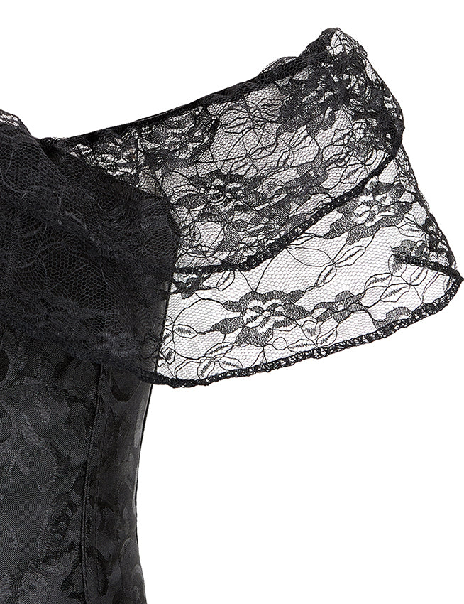Off Shoulder Lace Corset - Black