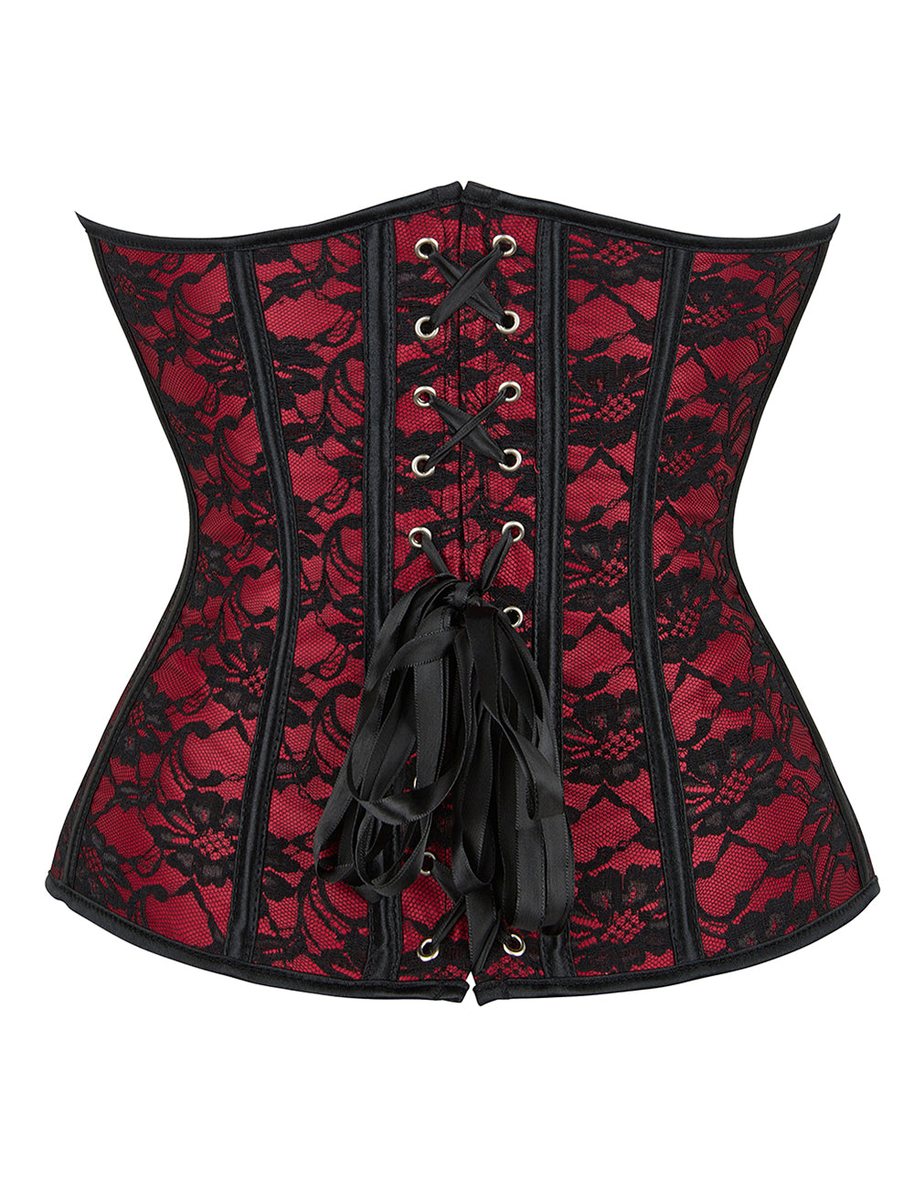 Red off Shoulder 12 Pieces Plastic Bones Corsets with Panties