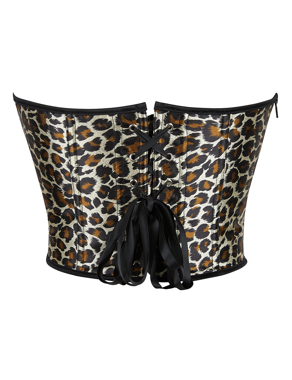 Leopard Print Off Shoulder Palace Style Zippered Corset