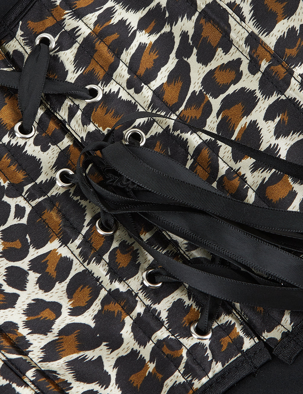 Leopard Print Off Shoulder Palace Style Zippered Corset