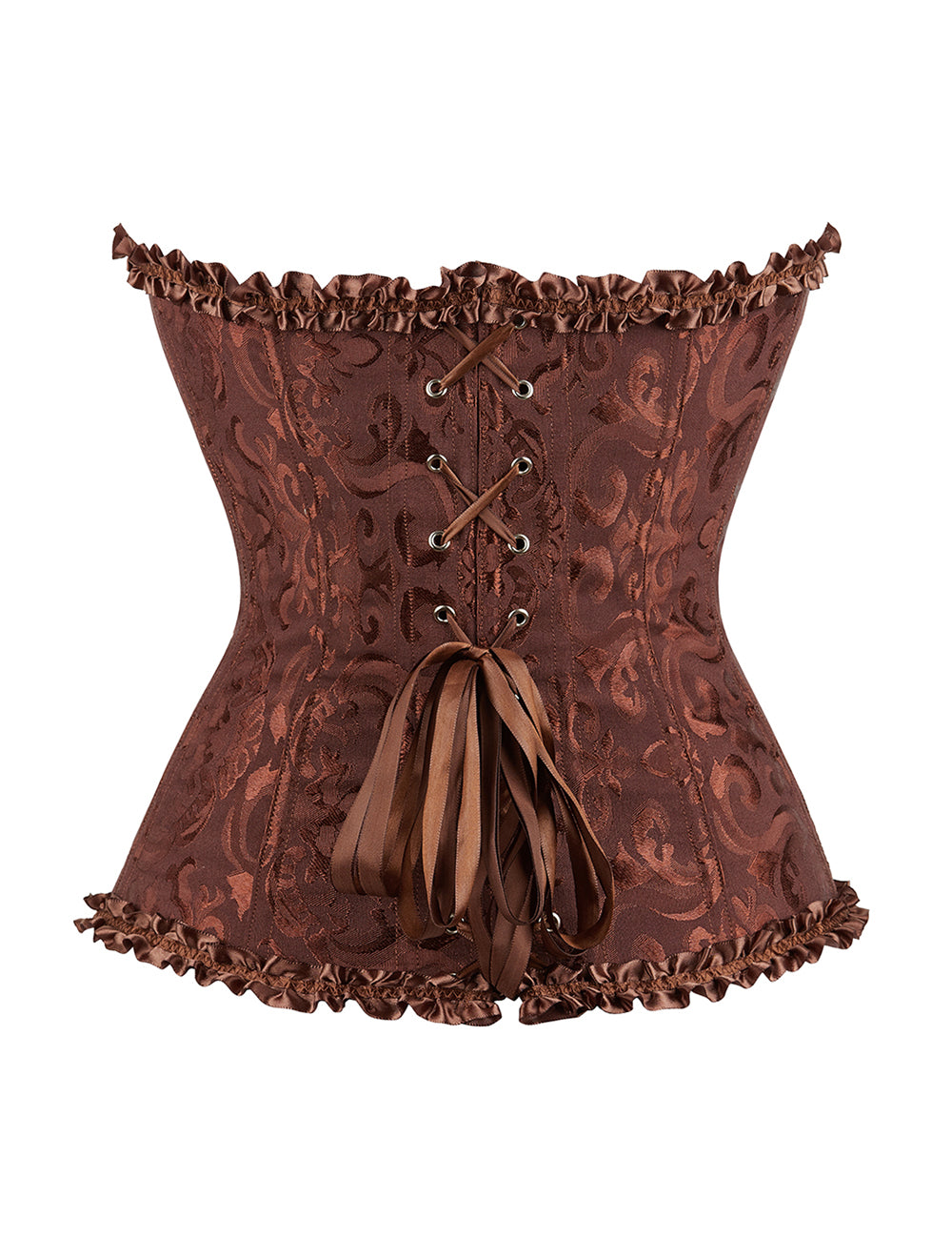 Embroidered Zippered Palace Style Corset - Brown