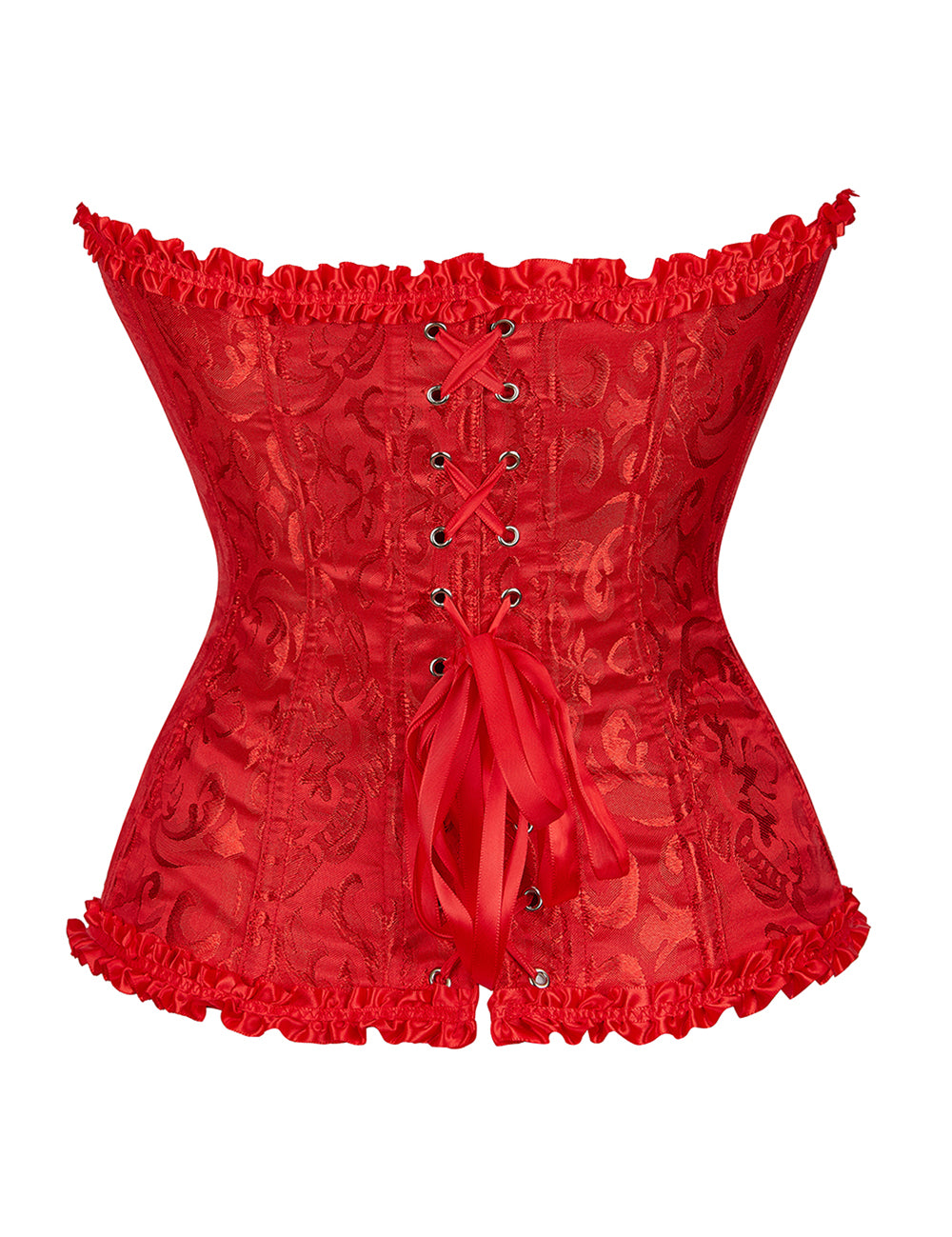 Embroidered Zippered Palace Style Corset - Red