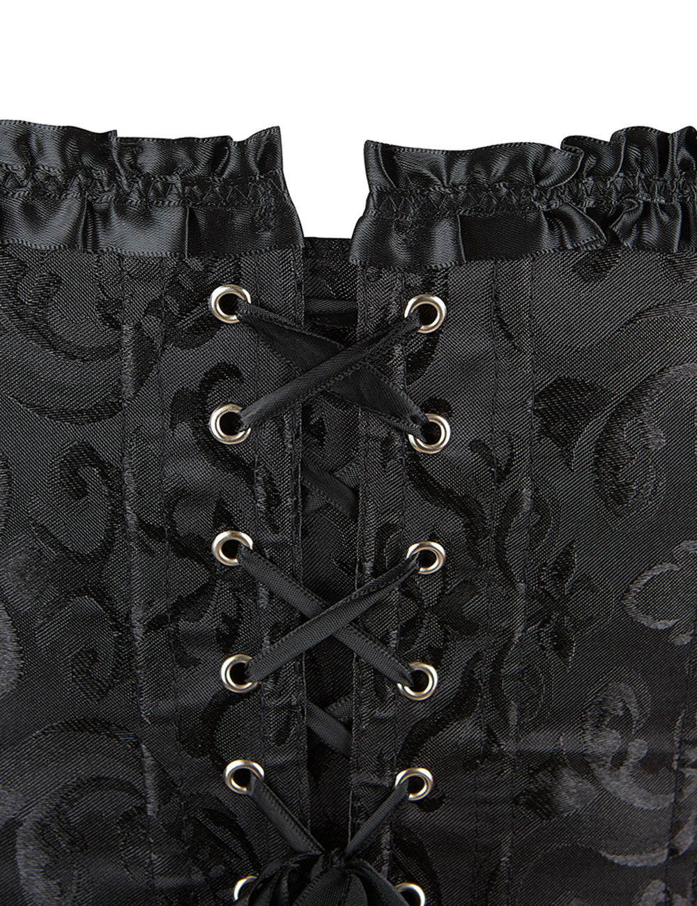 Embroidered Zippered Palace Style Corset - Black