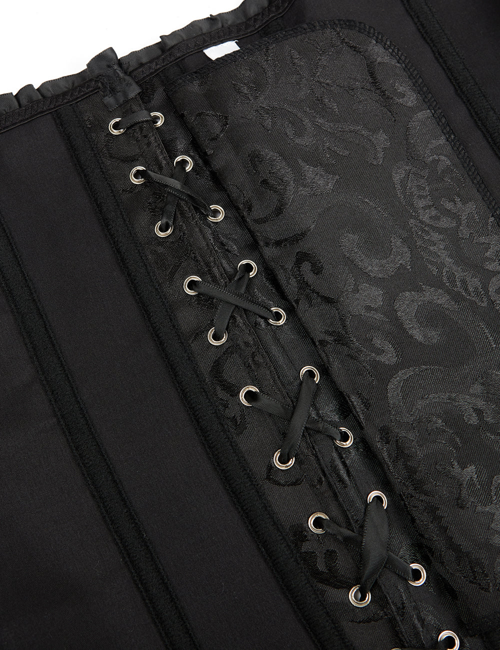 Embroidered Zippered Palace Style Corset - Black