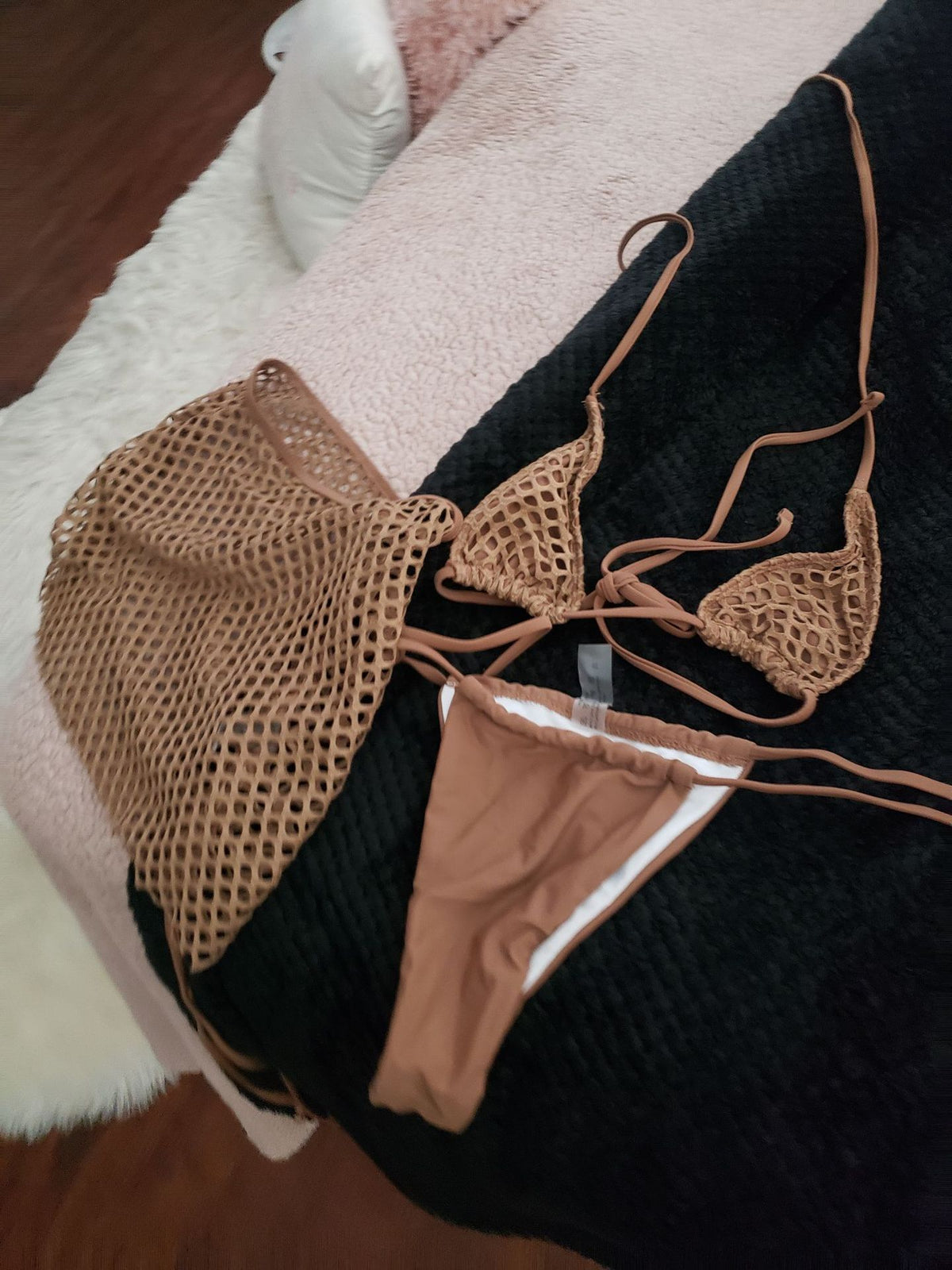 Sexy bikini three piece set solid color bikini bikini bikini mesh swimsuit