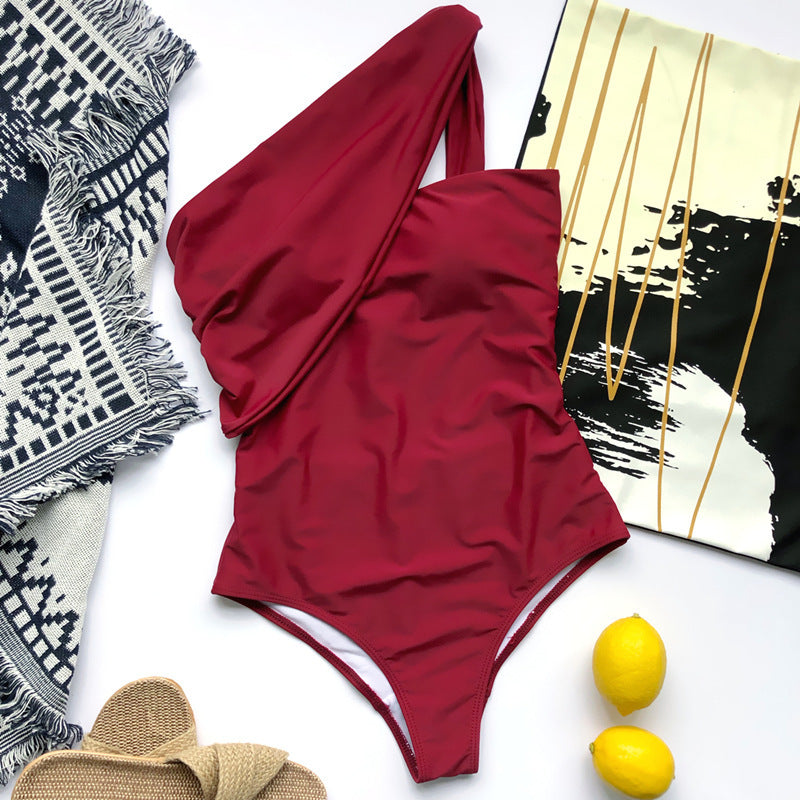 One Shoulder One Piece Swimsuit Bikini Sexy Beachwear Bikini for Women