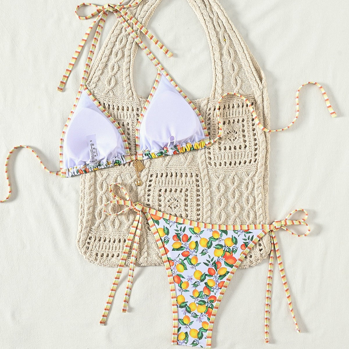 Women's Fruit Print Tie-Strap Sexy Bikini Two-Piece Swimsuit