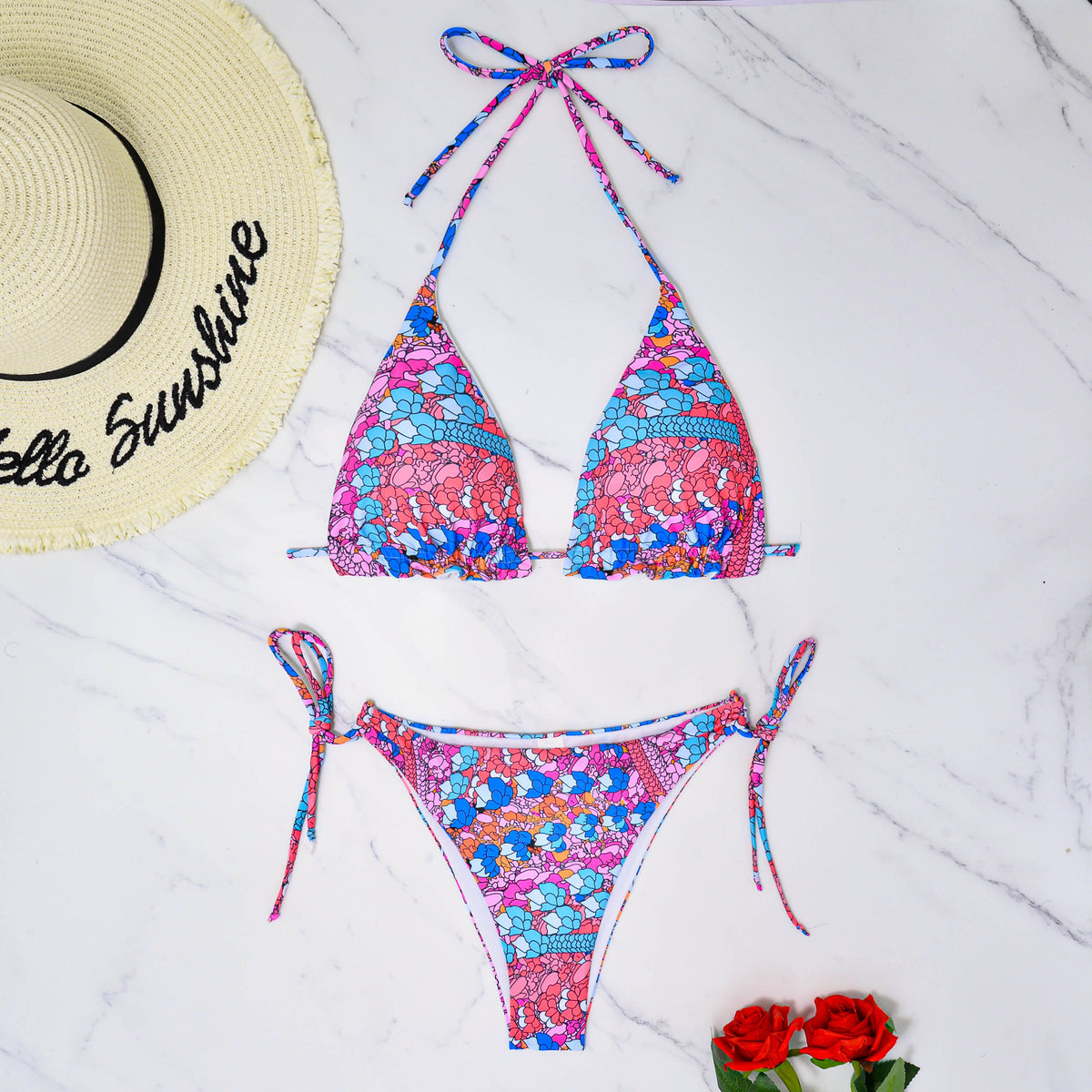 Bikini digital printed split swimsuit for women's swimwear