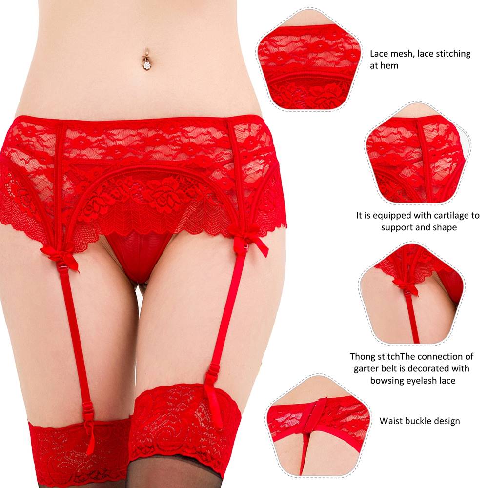Sexy Lace Garter Panty #5 Red