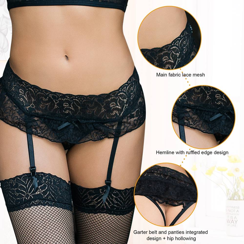 Sexy Lace Garter Panty #6 Black