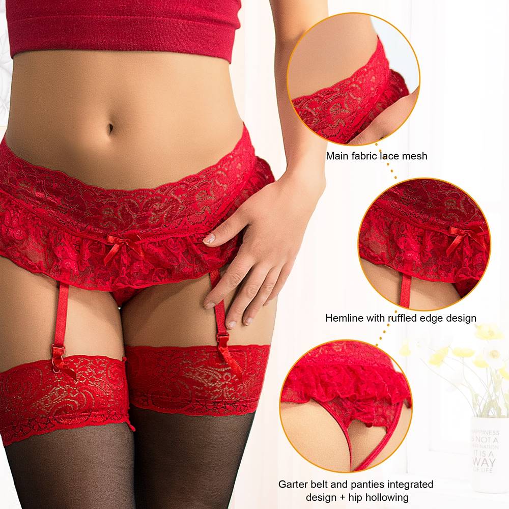 Sexy Lace Garter Panty #7 Red