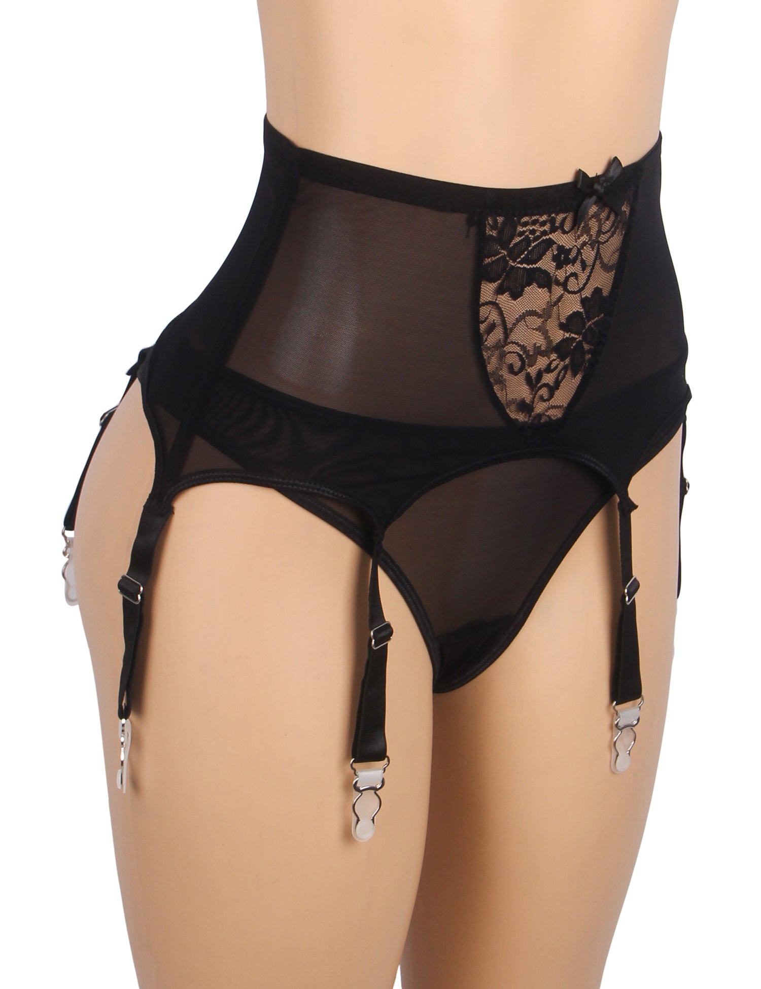 Black Sexy Lace Metal Clips Garter Panty - KC Leather Co. Black Sexy Lace Metal Clips Garter Panty - KC Leather Co.