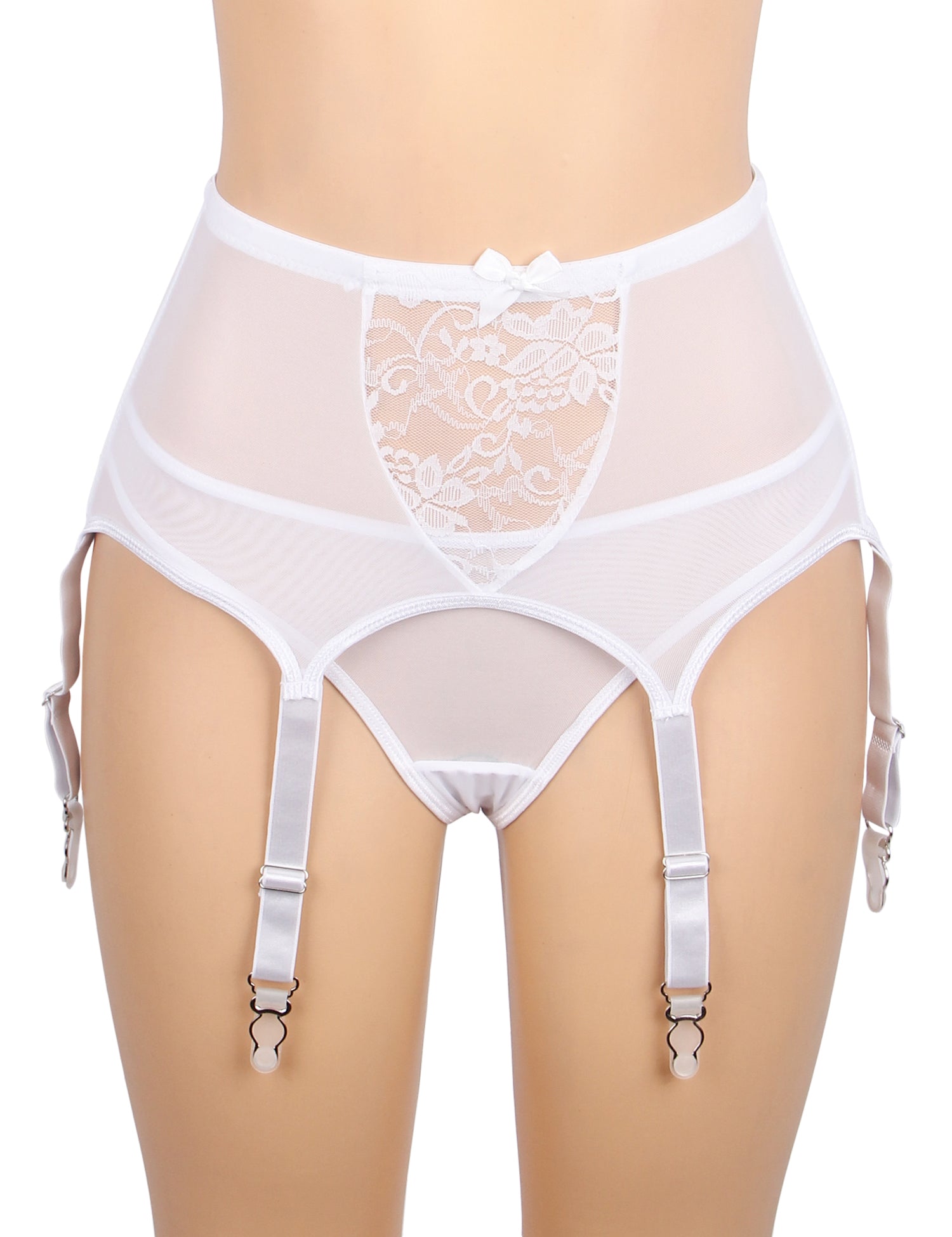 White Sexy Lace Metal Clips Garter Panty - KC Leather Co. White Sexy Lace Metal Clips Garter Panty - KC Leather Co.