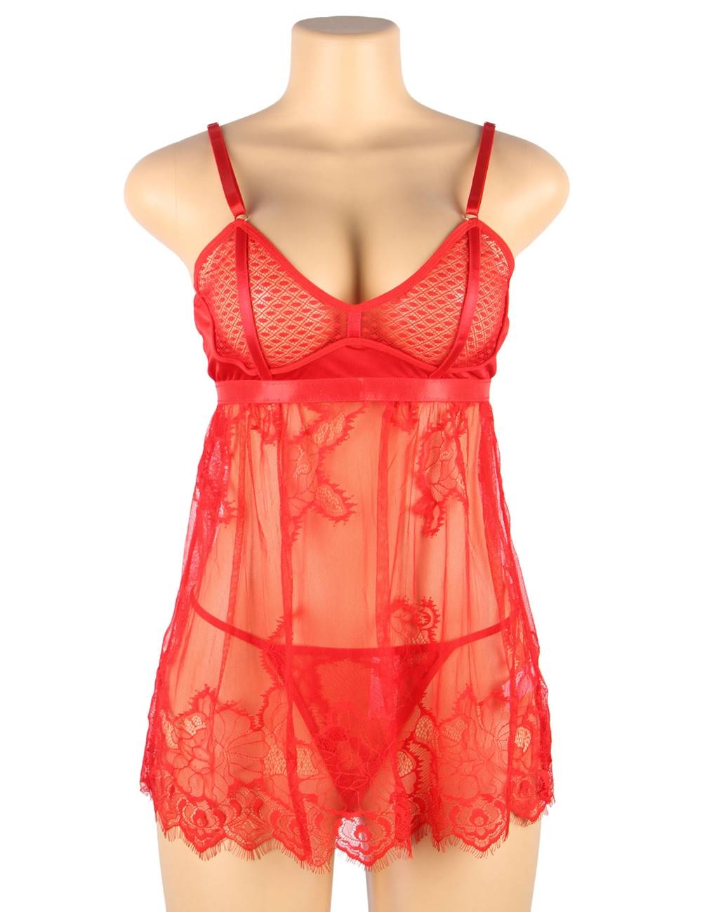 Elegant Black Lace Sexy Babydoll +plus size 2 colours