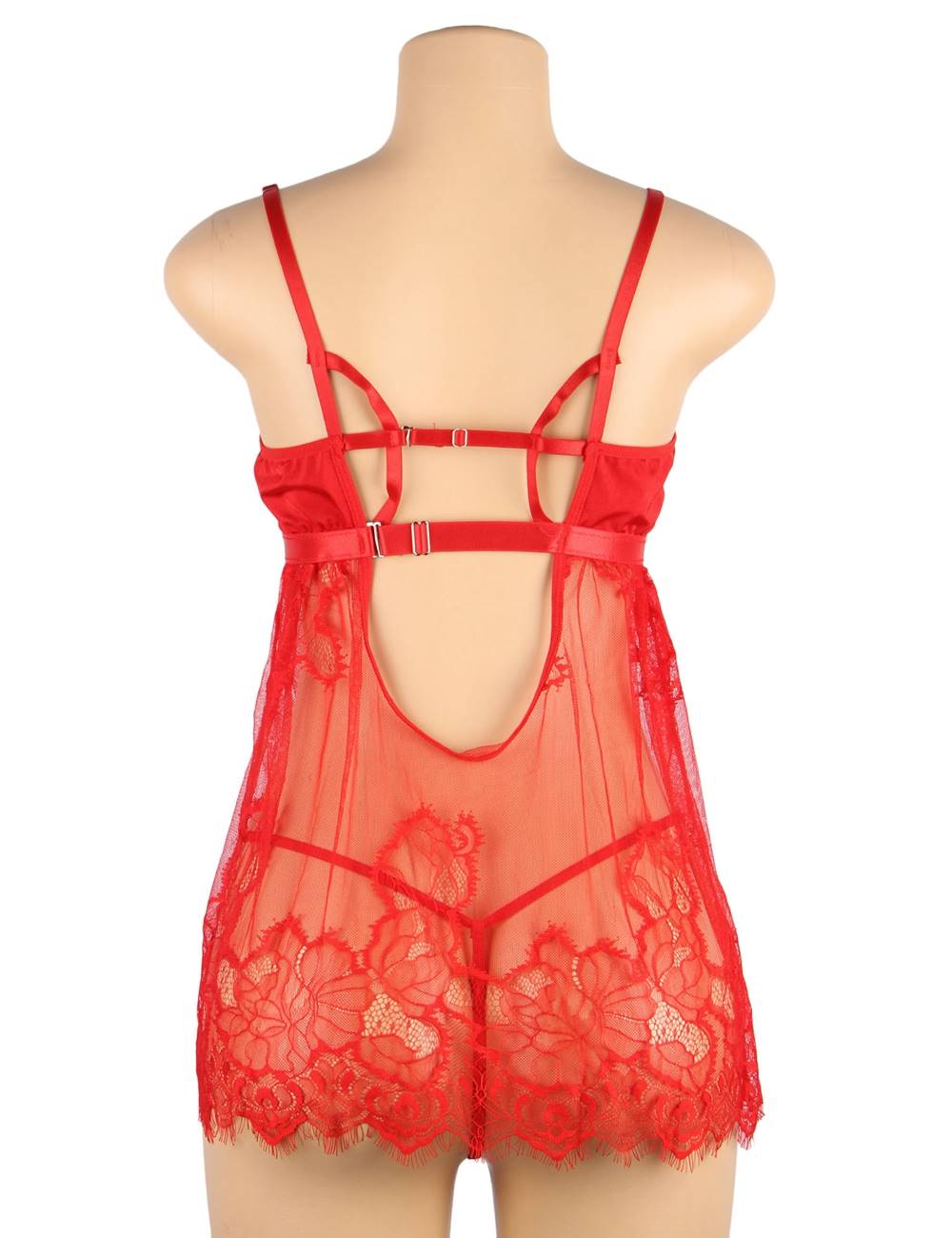 Elegant Black Lace Sexy Babydoll +plus size 2 colours