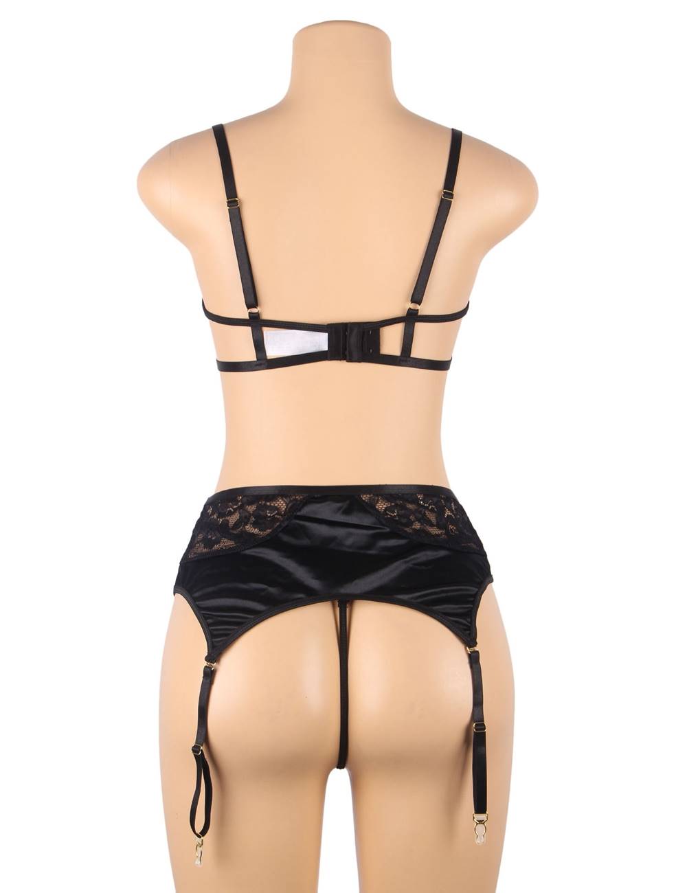 Delicate lace Stitching Exquisite metal buckle Bra and Garter Panty Set 2 Colours