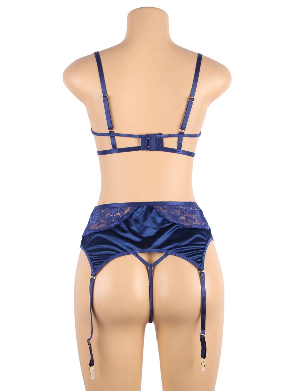 Delicate lace Stitching Bra and Garter Panty Set 2 Colours Plus size