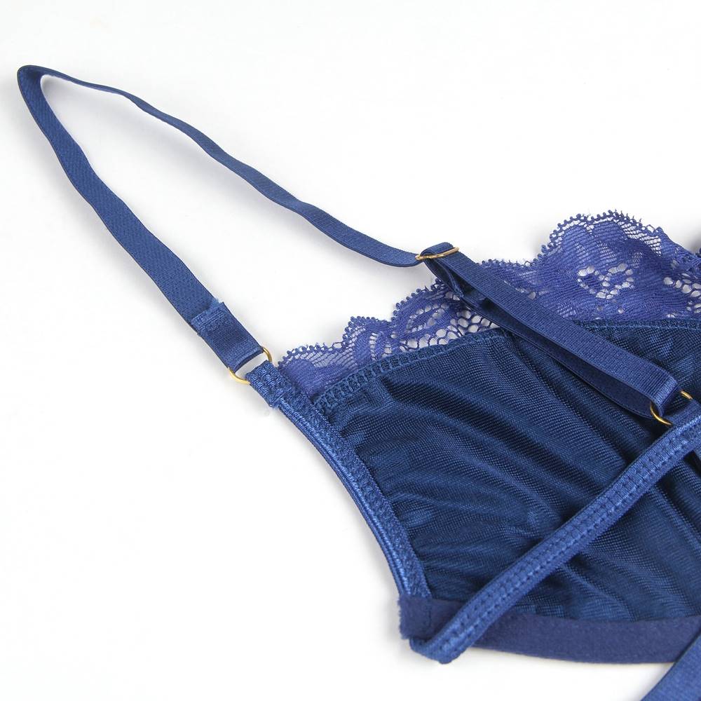 Delicate lace Stitching Bra and Garter Panty Set 2 Colours Plus size