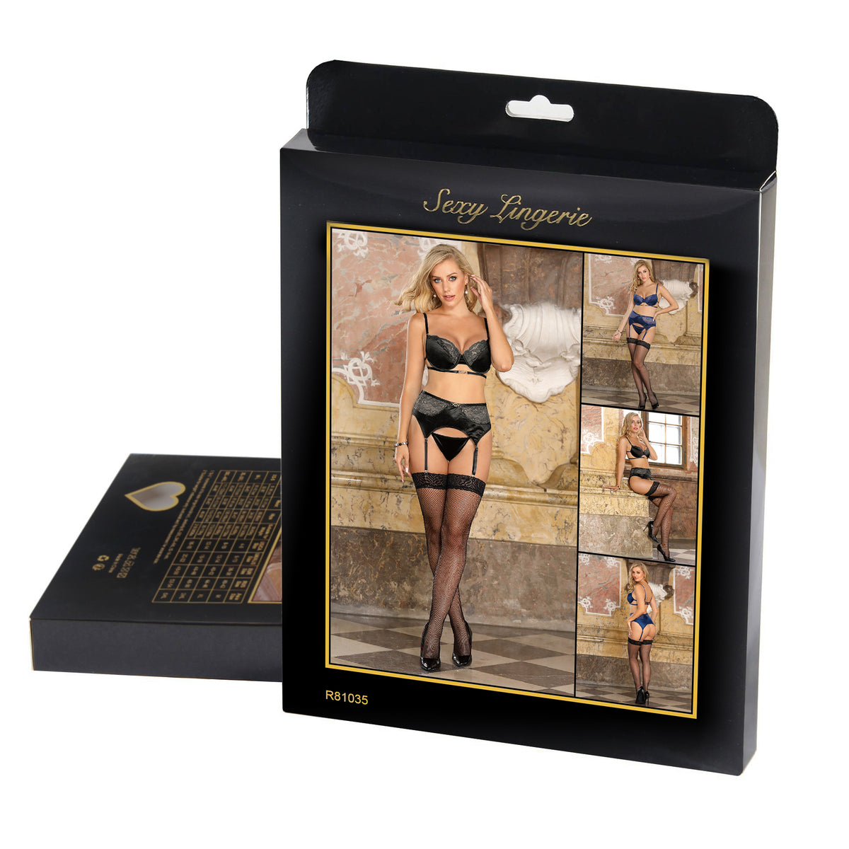 Delicate lace Stitching Bra and Garter Panty Set 2 Colours Plus size