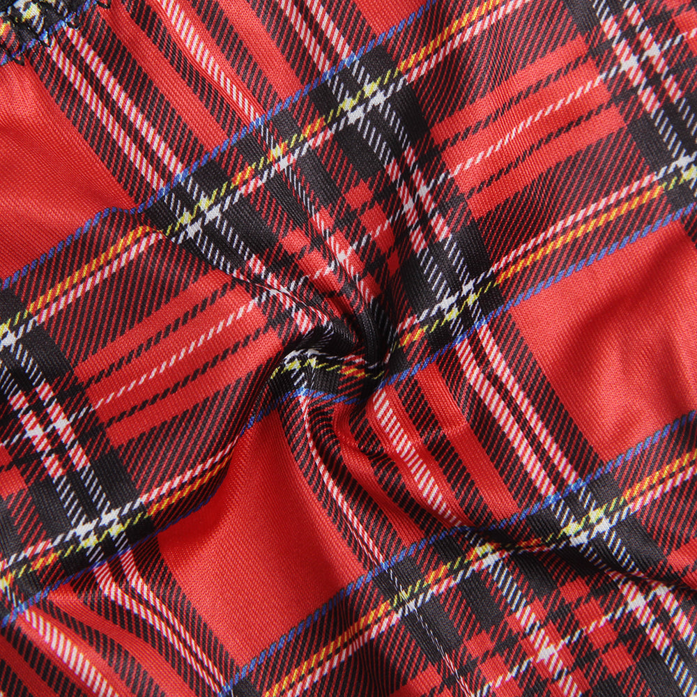 Double Shoulder Straps Red Plaid Costume